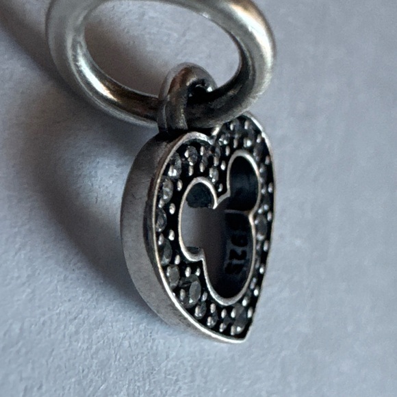 Pandora Sterling Silver Mickey Silhouette Heart Disney Pendant 791557CZ - Picture 3 of 4